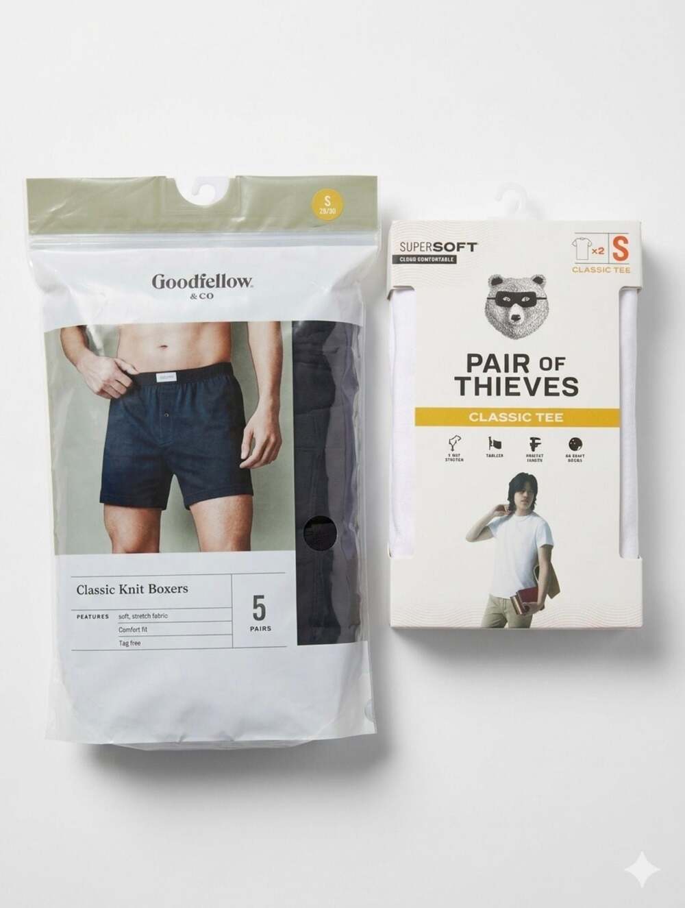 Goodfellow & Co Classic Knit Boxers Size S (28/30) and Pair of Thieves Classic T
